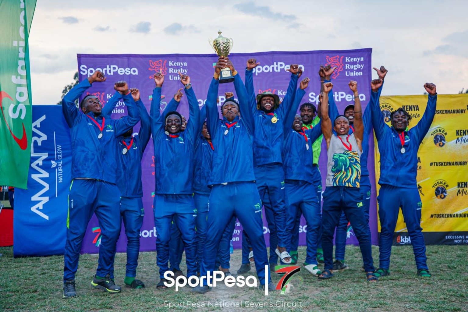 KCB Sevens squad celebrates their Prinsloo 7s title victory